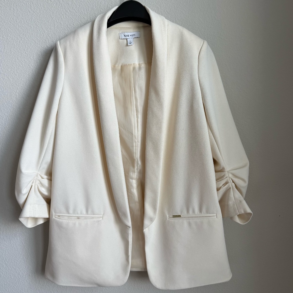 Nine West Women's Longline Ivory Oversized Blazer
